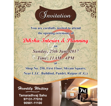 Diksha Interior Invitation Card